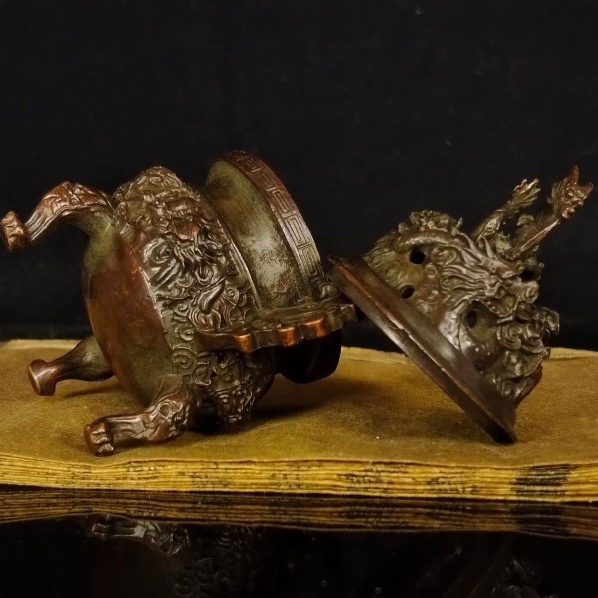 九龍香炉 風水金属製アンティーク骨董品